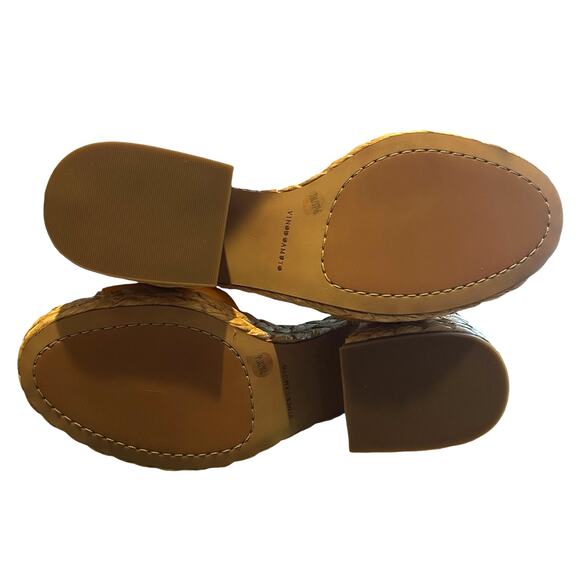 Vince Camuto Ranneli Leather Raffia Block Heel Espadrille Orange Women's 7M NWOB - Picture 9 of 11